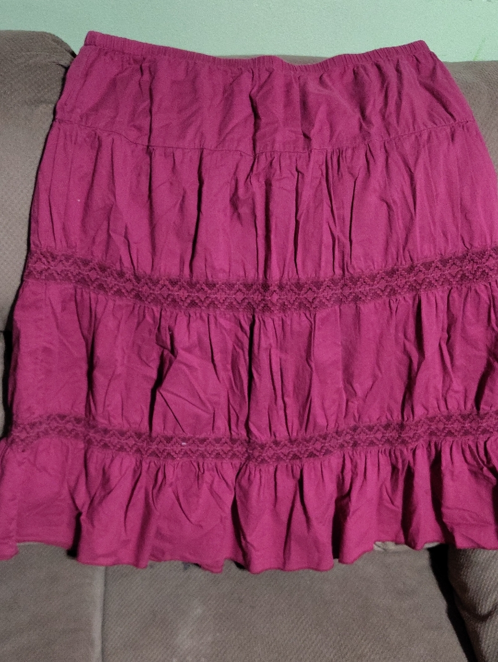 No Boundaries Ruffled Tiered Skirt in Deep Magenta